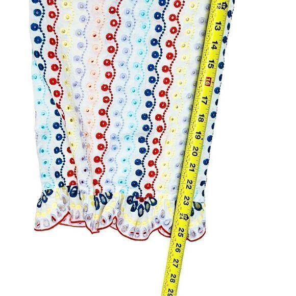 Eyelet Embroidery Boho Pants Multicolor Cropped Zip-Side Sz S - Picture 14 of 16